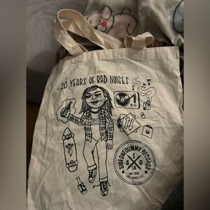 Cream-colored Side One Dummy Records LA Cotton Tote Bag